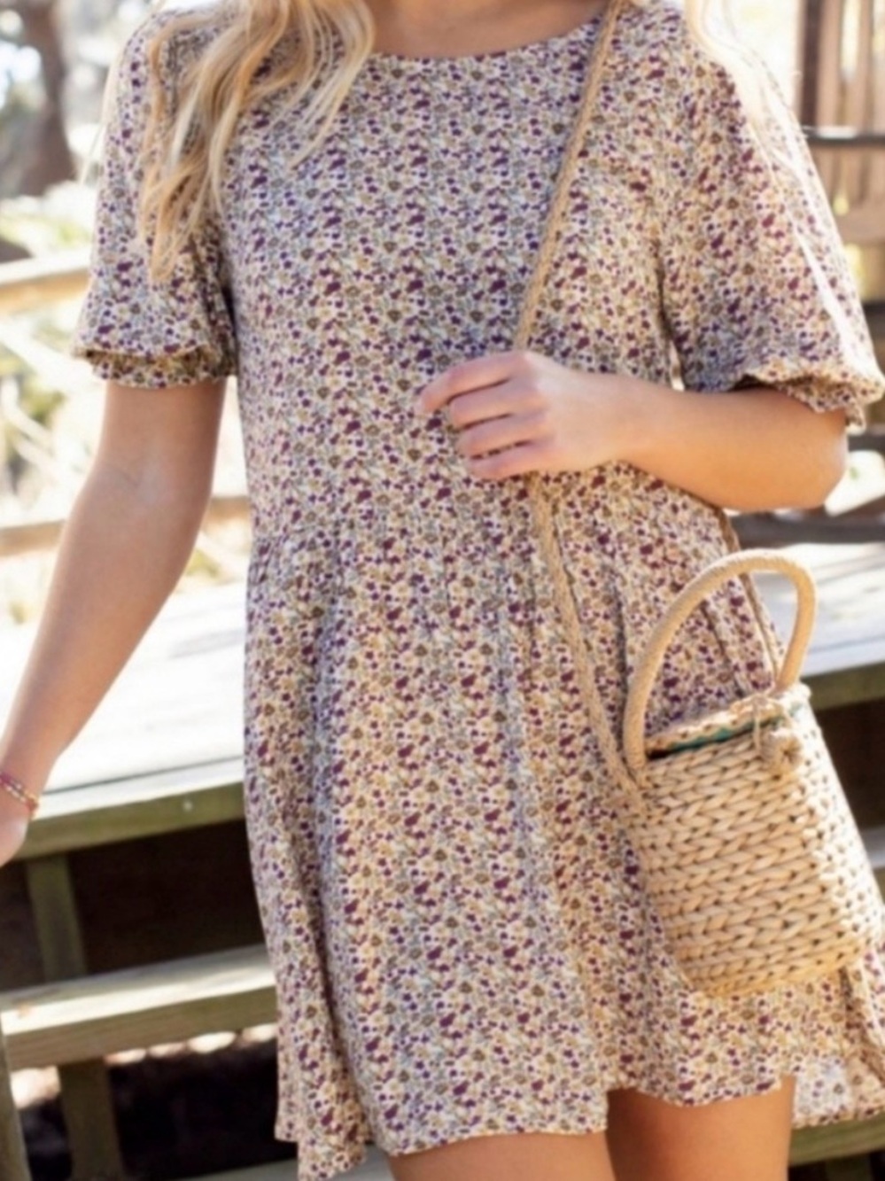 Natural Life Ditsy Floral Mini Dress Size Medium!
